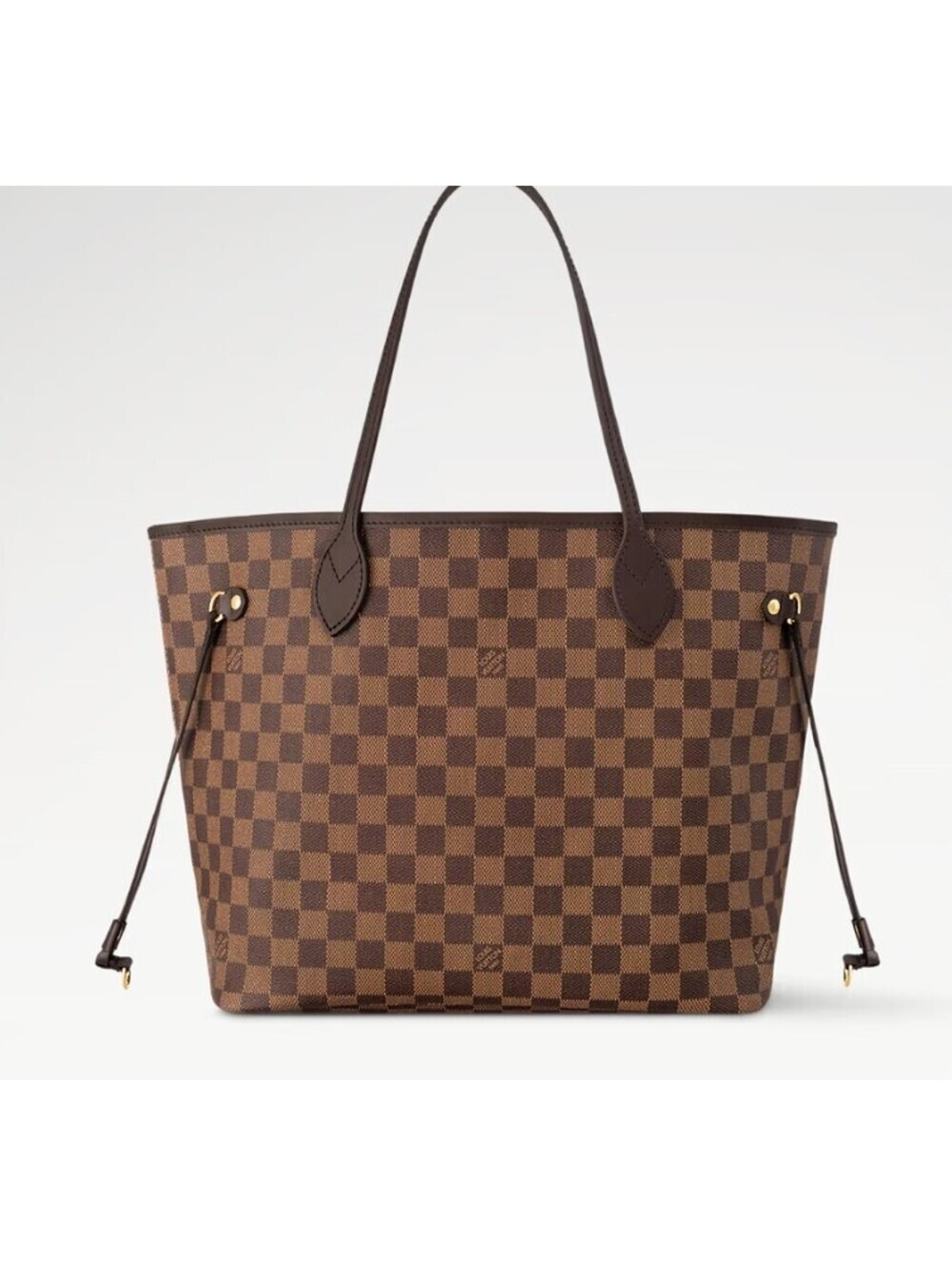 AUTHENTIC Louis Vuitton Neverfull Damier Ebene MM Tote Bag With Red Interior